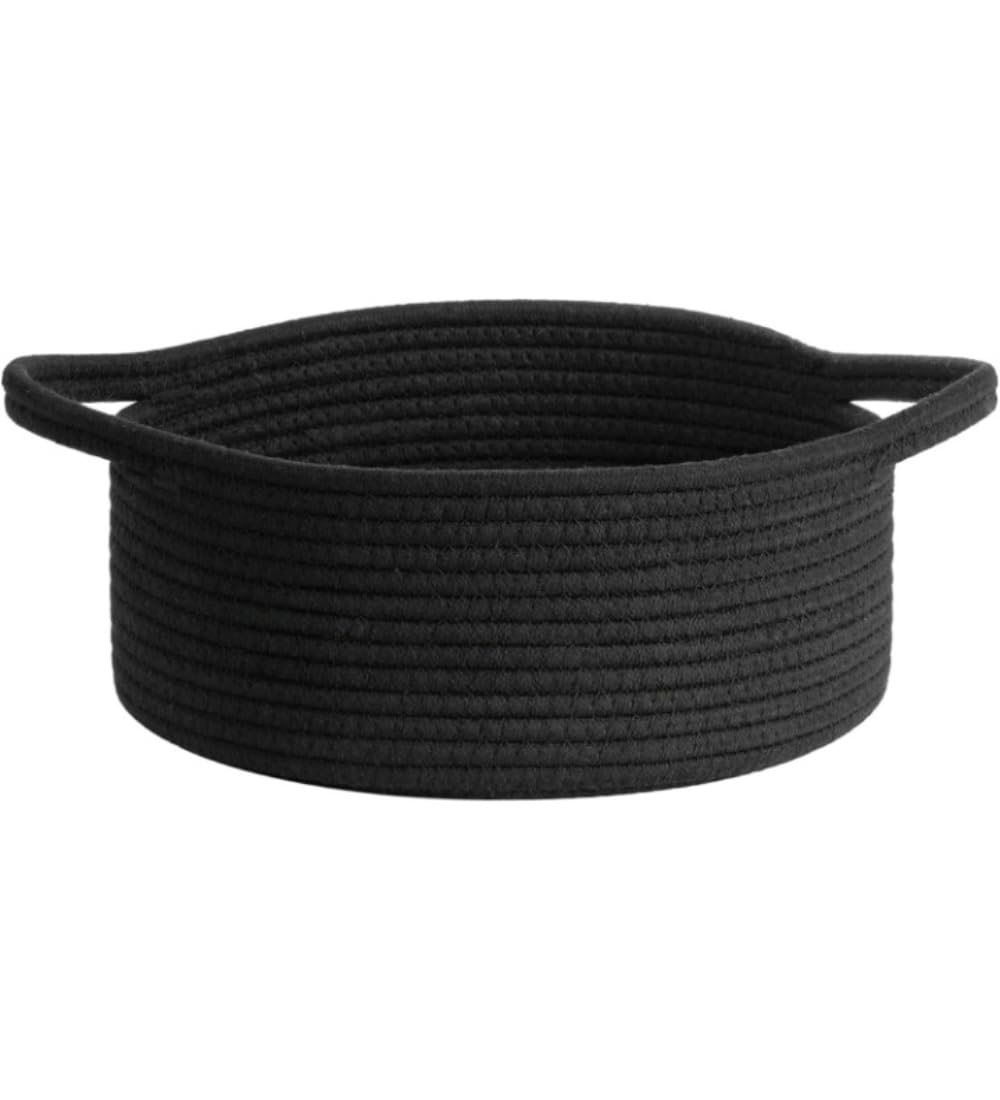 Generic Cotton 8x3 Inch Round Bedside Organizer With Out Lid (Black)-PID66367