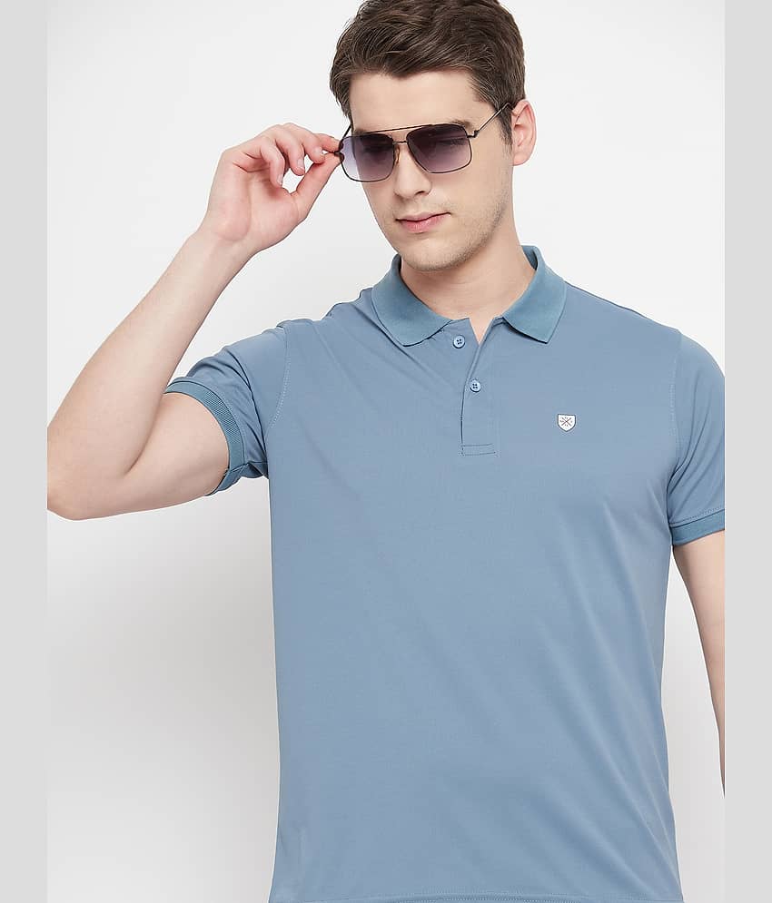 OGEN Pack of 1 Cotton Blend Regular Fit Solid Half Sleeves Men's Polo T Shirt ( Blue )