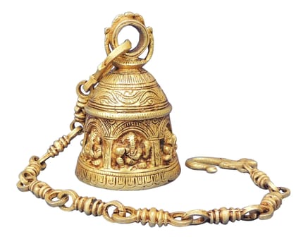 Brass Showpiece Bell With Chain God Idol Statue - 3.6*3.6*5.5 Inch (BS1372 B )