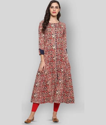 Yash Gallery Pack of 1 Cotton Printed Front Slit Women's Kurti - ( Multicolor )