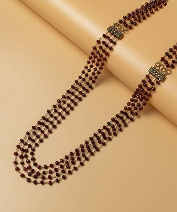 Ruby red handcrafted multi strand semi precious gemstone necklace