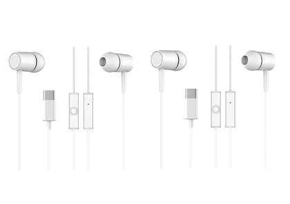 Parandiv Branded Type C Headphones with Mic, in-Ear Design, 12mm Driver for Deep Bass and Clear Sound, C Type Earphones Wired, Compatible with iPhone, Android Smartphones, Tablets, (White Pack 2)