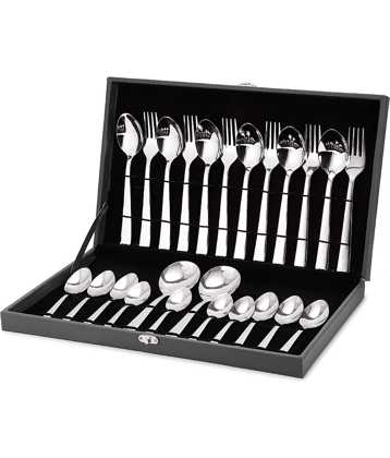 Cutlux 24 Piece Gift Set Stainless Steel Plain Cutlery Set Silver ( Pack of 24 )