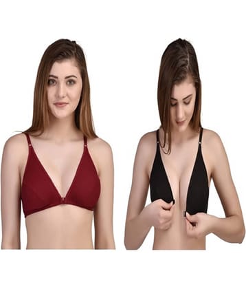 Desiprime Pack of 2 Poly Cotton Non Padded Women's Front Closure ( Multi Color )