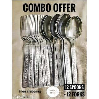 STAINNLESS STEEL SPOON PACK OF= 24 PIC ( SPOON 12,OR FROK 12,Pc (16cm L), great utility