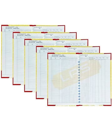 ECLET Daily Attendance Register - Hard Bound - 70 GSM Ledger Paper (60 Pages - Pack of 5)