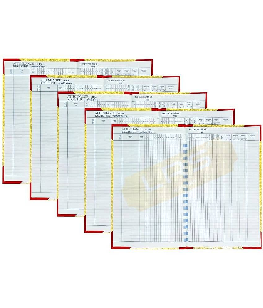 ECLET Daily Attendance Register - Hard Bound - 70 GSM Ledger Paper (60 Pages - Pack of 5)