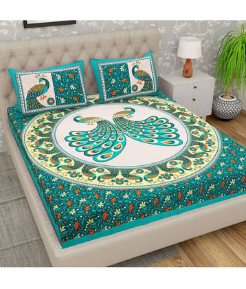 Cosito Cotton 1 Double Bedsheet with 2 Pillow Covers ( Green )