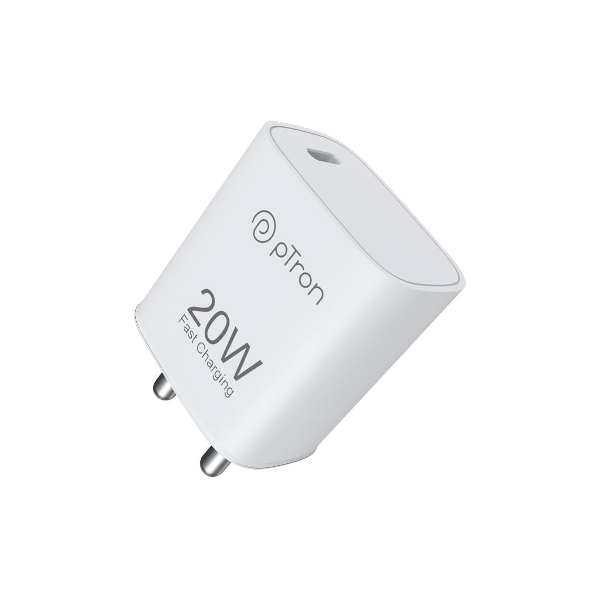 pTron Original 20W Type C iPhone Charger, Fast Charging Compatible for iPhone 15/14/13/12/11/X/8 & Other Type C Enabled Devices, 20W PD Charger, Power Delivery Compatible Adapter, Volta FC18 (White) White / 20W