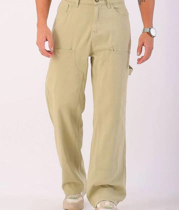 The Indian Garage Co. Relax Flat Mens Cargos - Beige ( Pack of 1 ) - None