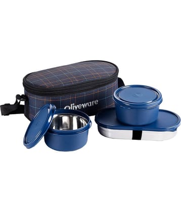 Oliveware Hazel Stainless Steel Lunch Box 3 Container (Pack of 1)