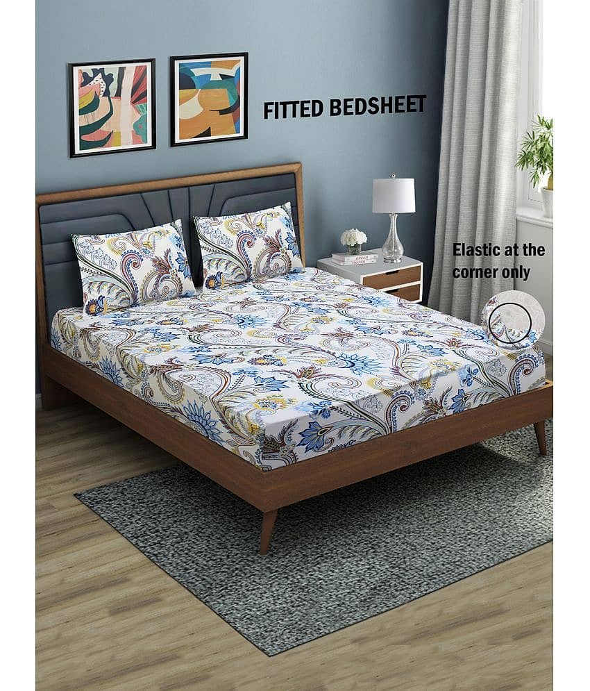 Home Candy Microfibre Abstract 1 Bedsheet with 2 Pillow Covers - Multi