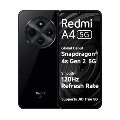 Redmi A4 5G (Starry Black, 6GB RAM, 128GB Storage) | Segment Largest 6.88in 120Hz | 50MP Dual Camera | 18W Fast Charging | Charger in The Box Redmi A4 5G (Starry Black, 6GB RAM, 128GB Storage) | Segment Largest 6.88in 120Hz | 50MP Dual Camera | 18W Fast 