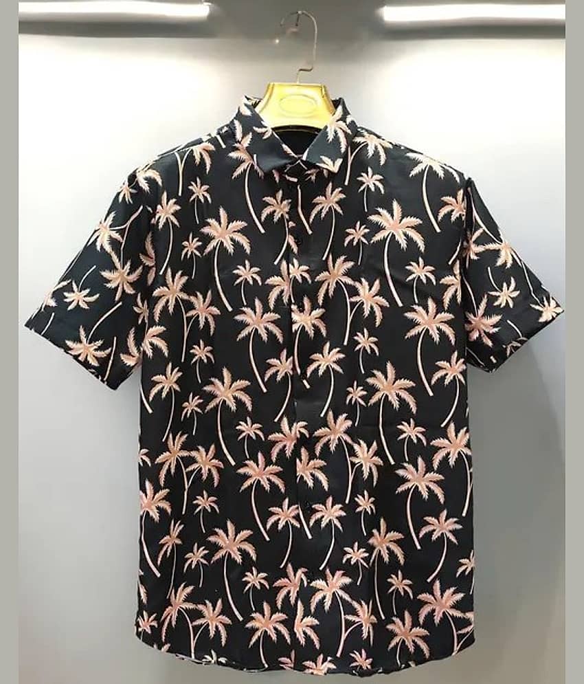 CRESALE Cotton Blend Regular Fit Solids Half Sleeves Men's Casual Shirt - Black ( Pack of 1 )