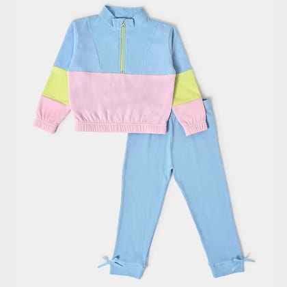Misty Sky Blue Sweatshirt With Pajama  Set-12-18 M / Sky Blue