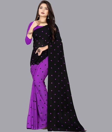 ANAND SAREES Georgette Printed Saree With Unstitched Blouse Piece ( Purple )