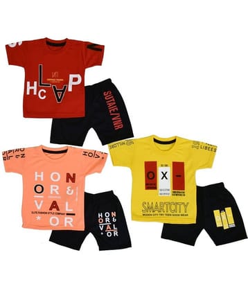 DIAMOND EXPORTER Pack of 3 Boys Satin T-Shirt & Capris Set ( Multicolor )