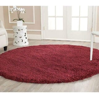 GALLERY HOME Silky Smooth Anti-Skid Shaggy Round Carpet with 2 inch Thickness (4 x 4 Round, Maroon F5)