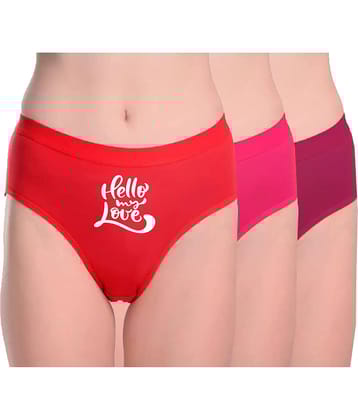 DOOZIE LOVEPLUS Pack of 3 Poly Cotton Printed Women's Hipster ( Multicolor )