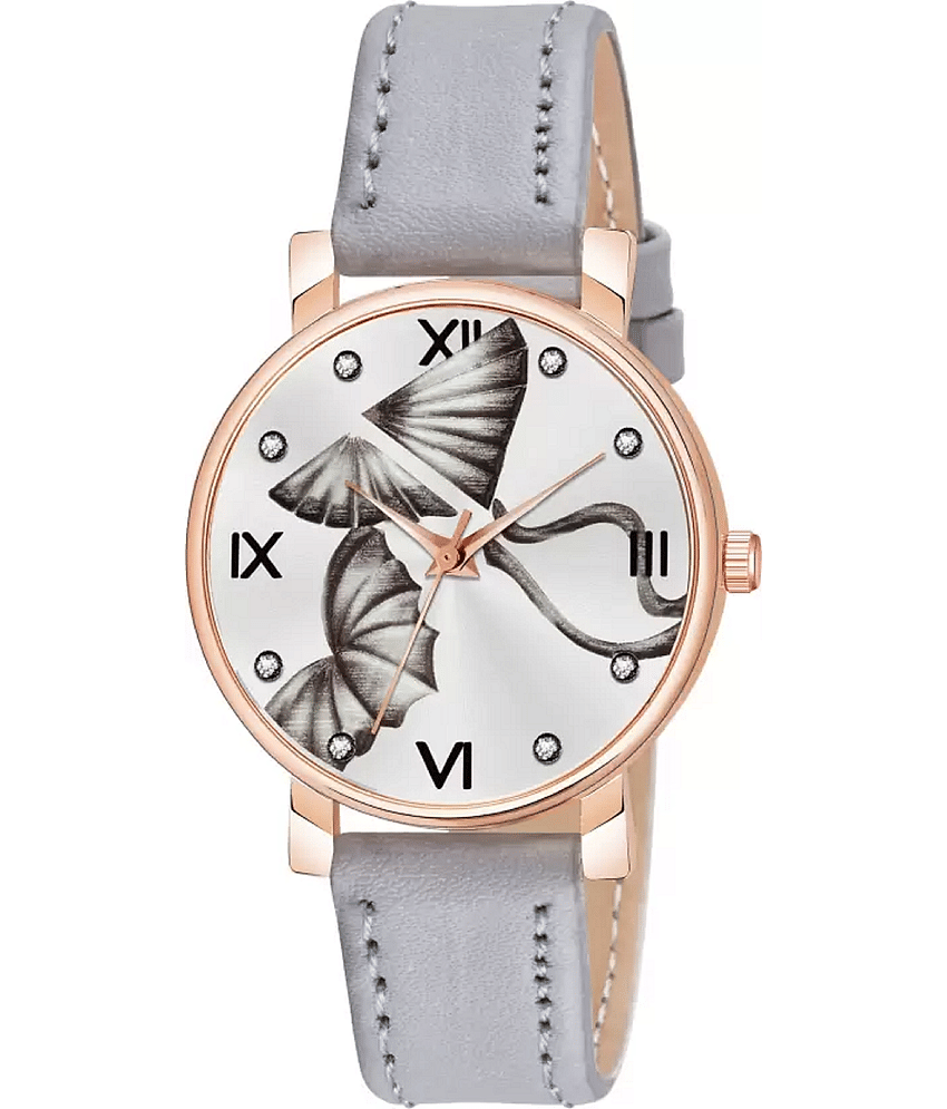 AQUA BLISS - Light Grey Leather Analog Womens Watch