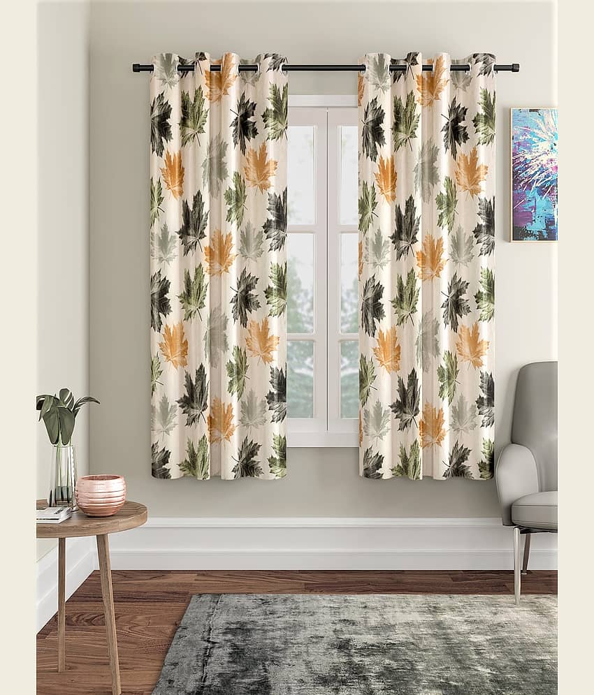 Home Sizzler - Multicolor Pack of 2 Polyester Door Curtain (4 ft X 6 ft)