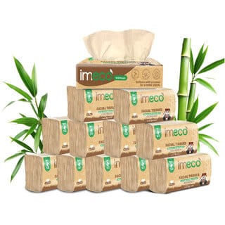 IMECO Bamboo Facial Tissue Papers -100 Pulls (Pack of 12), 1200 Pulls - 2 Ply, Premium, Soft, Biodegradable  Skin Safe