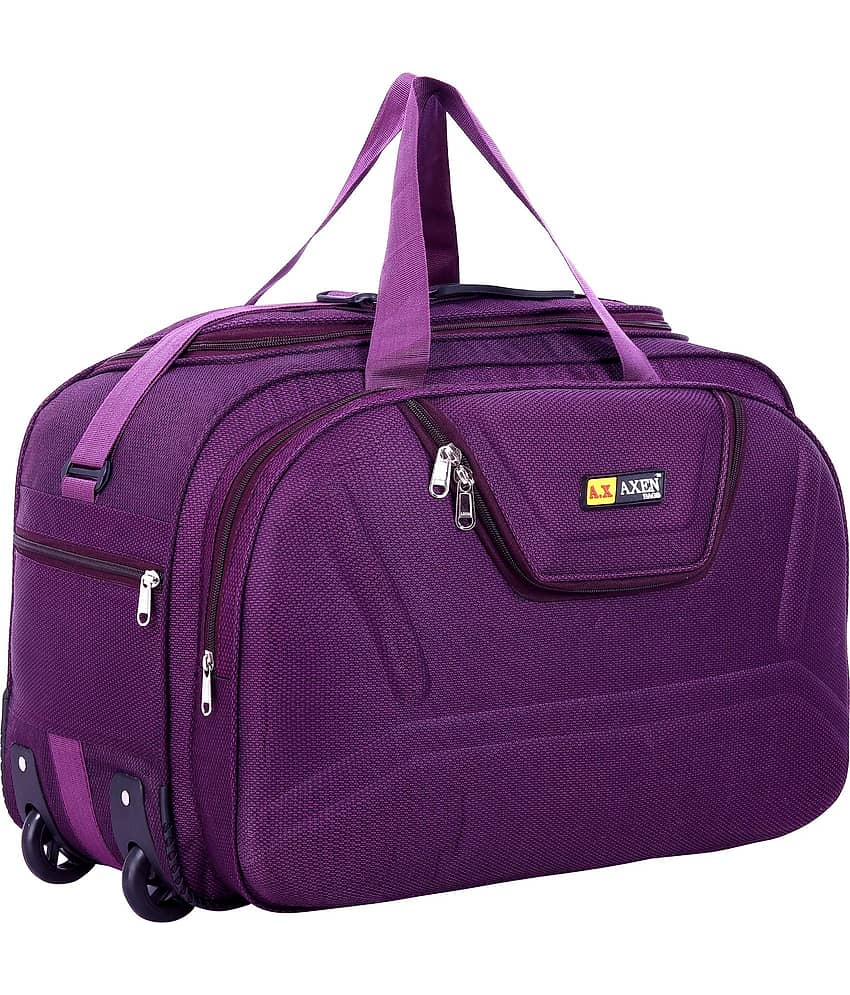 AXEN BAGS 50 Ltrs PURPLE Polyester Duffle Trolley