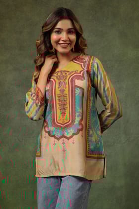 Naqsh-e-Ishaal Beige Top-S / Beige / Beige