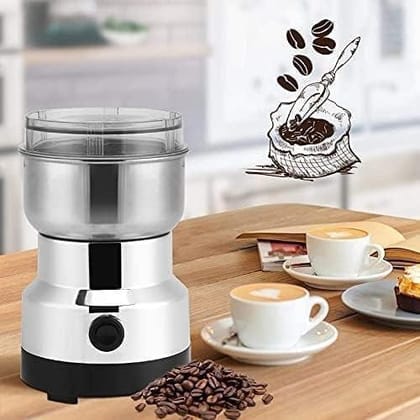 Electric Stainless Steel Coffee & Spice Grinder with Transparent Lid