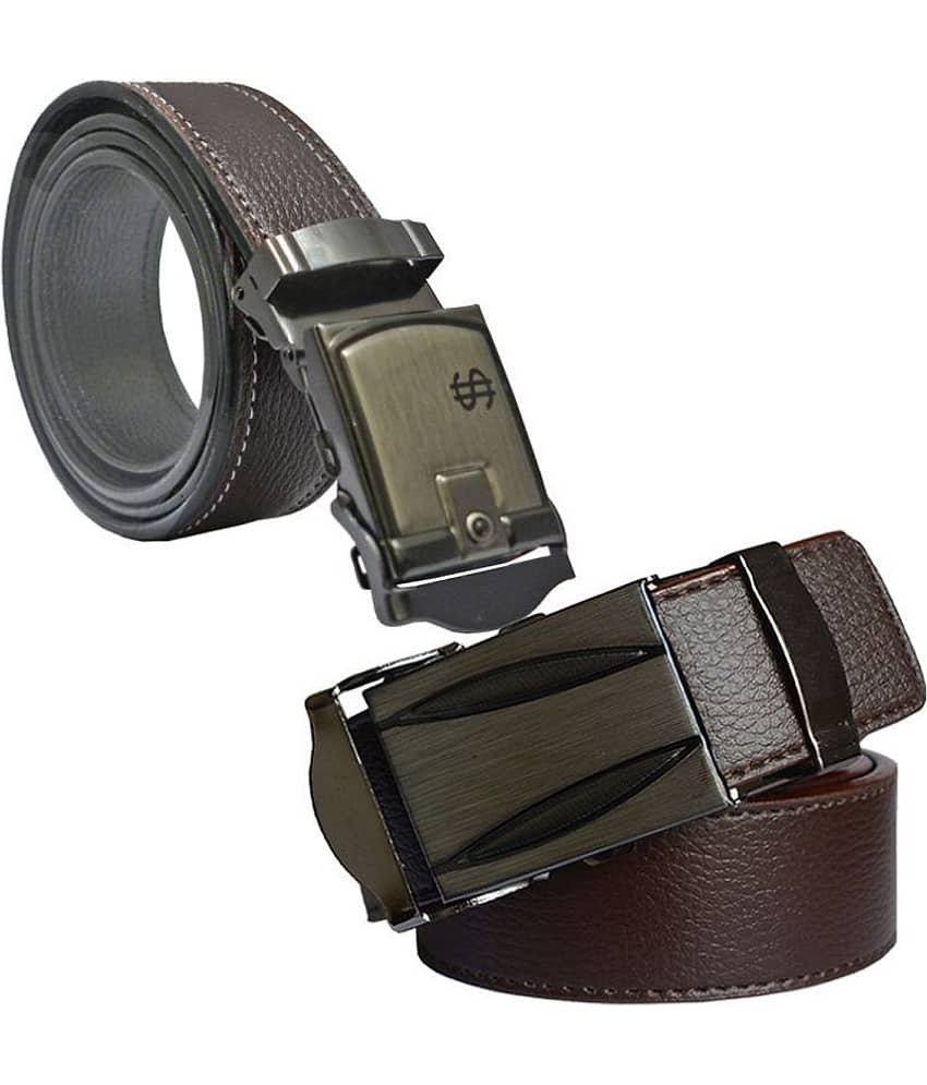 SUNSHOPPING - Multicolor PU Men's Formal Belt ( Pack of 2 )