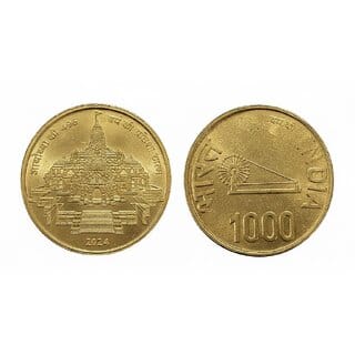 1000 Rupee Ram Mandir Ayodhya Collectible Coin 2024 Gold Finish Coin