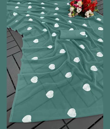 Aika Georgette Printed Saree With Unstitched Blouse Piece ( Peach )