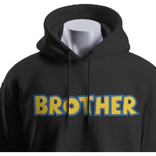 BULL CLOTHING BROTHER Black Hoodie Design with 60 Cotton, 40 Polyester, 280 GSM for Softness  Comfort (XXL)
