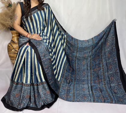 Ajrakh Print Modal Silk Style 3-Ajrakh Print