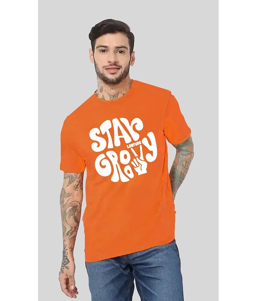 Trond - Orange Cotton Blend Oversized Fit Men's T-Shirt ( Pack of 1 )