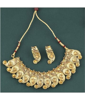 Silver Shine Alloy Golden Choker Contemporary/Fashion Gold Plated Necklaces Set