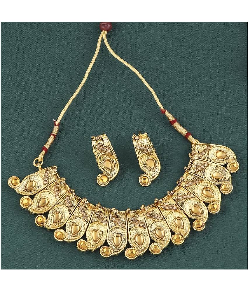 Silver Shine Alloy Golden Choker Contemporary/Fashion Gold Plated Necklaces Set