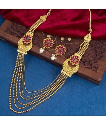 Sukkhi Brass Multi Color Traditional Necklaces Set Long Haram