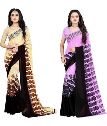 LEELAVATI Georgette Printed Saree With Unstitched Blouse Piece ( Multicolor )