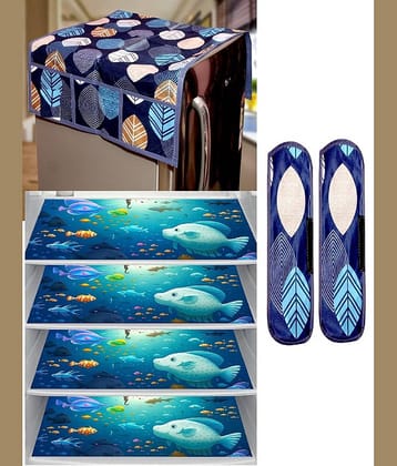Revexo PVC Floral Printed Fridge Mat & Cover ( 40 30 ) Pack of 7 - Multicolor