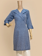 Blazer Collar Short Kurta Blue, Size-XL