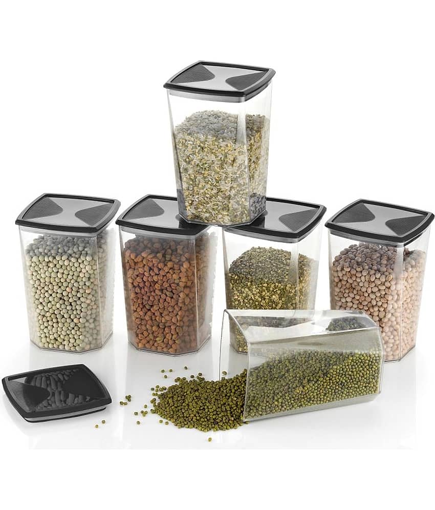 OFFYX jar & dal container Plastic Brown Dal Container ( Set of 6 )