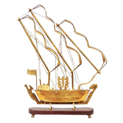 Brass Maritime Ship Showpiece – Nautical Table Decor Accent, Height : 26 Inch (MRMAS128 D)