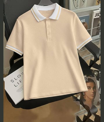 ENITOR Men Cotton Blend Regular Fit Solid Polo T Shirt ( Beige )