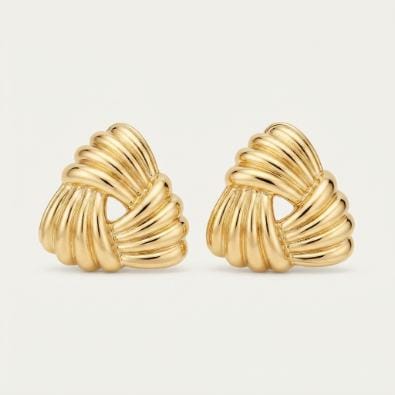 Gold Ribbed Knot Studs | Gold-Tone Anti-Tarnish Imitation Jewellery - Earrings | Buy online on ZillyBuy