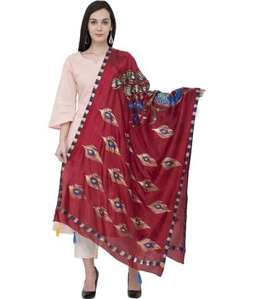 A R Silk Maroon Art Silk Animal Print Dupatta