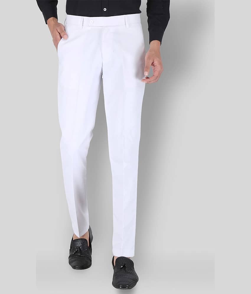 Playerz - White Polycotton Slim - Fit Men's Trousers ( Pack of 1 )