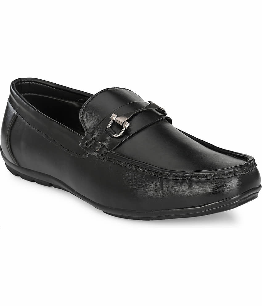 John Karsun Black Men's Slip On Formal Shoes
