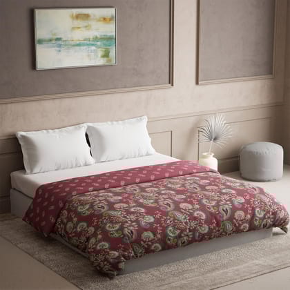 DDECOR - Prime Collection 100% Cotton Ethnic Pattern 136TC King Quilt |229 CM X 274 CM| - Red