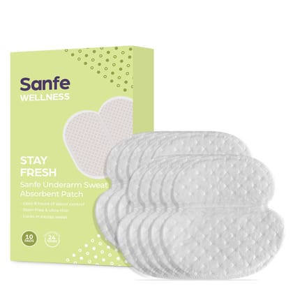 Sanfe Underarm Sweat Absorbent Patch, 5 Units, Disposable Pads, Underarm Patch